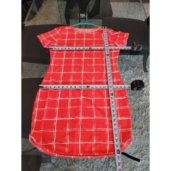 Good Time Women's Orange White Round Neck Short Sleeve Knee Length Dress Size 2X - Picture 10 of 11